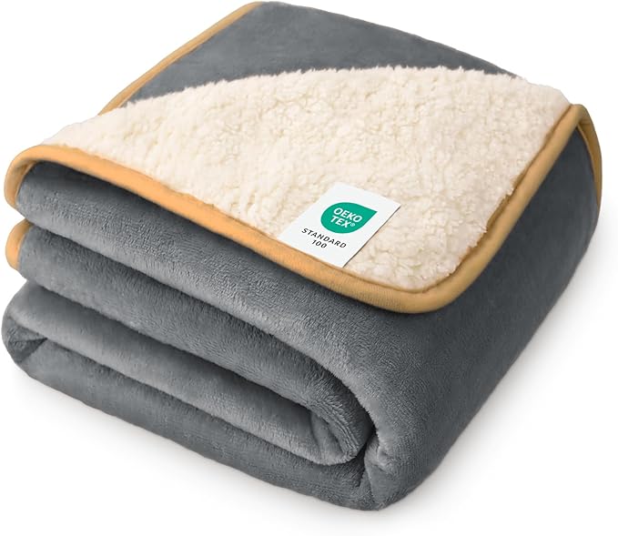 Luciphia Waterproof Blanket for Dog Washable Reversible Sherpa Fleece Throw Blanket for Bed Couch Soft Liquid Pee Proof Furniture Cover Protector for Small Medium Large Pet Cat Grey 35" x 25"