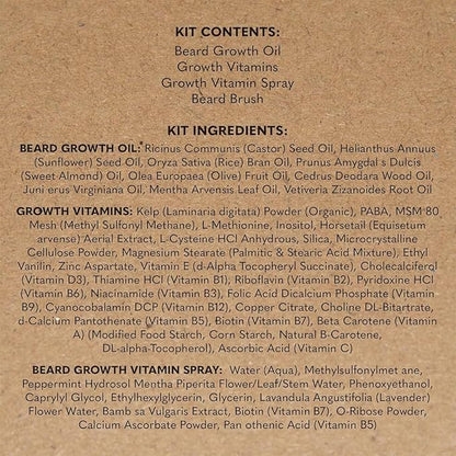 Beard Club Premium Beard Growth Kit - Growth Oil, Vitamins, Vitamin Spray & Boar Bristle Brush - Gift Set