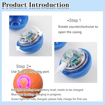 IRIDESCENT Interactive Dog Toys Dog Balls Activated Automatic Rolling Ball for Puppy Small Dogs Smart Jumping Automatic Moving Bouncing and Rotating Ball Vibrating Keep Them Busy