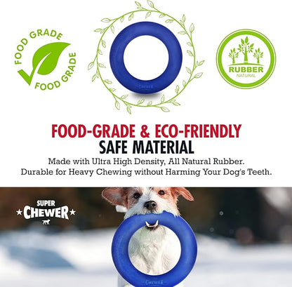 Tuff Pupper SuperChewer Tough Dog Ring Toy | Lifetime Replacement | Strong Natural Rubber | Chew Toys for Aggressive Chewers | Durable Tug Play | Strong Dog Ring Toy | Large Breed Tested