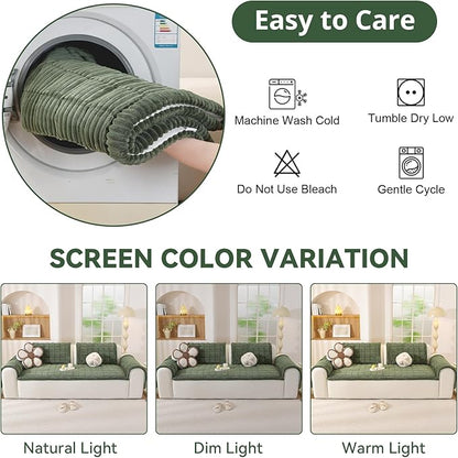 OstepDecor Washable Couch Cover for Dogs, Thick Pet Friendly Sofa Covers, Soft Couch Protector, Paw Cart Sofa Slipcovers, Cushion Protector for Leather, Sectional, Loveseat (27.6" x 70.9", Green)