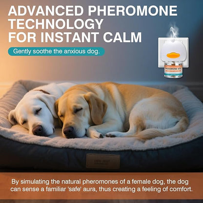 Dog Calming Pheromones Diffuser to Calm Pet 7 In 1 Advanced Kit Appeasing Pheromone Diffuser for Anxiety Relief (3 Plug in+4 Pack 48ml Refill) Reduce Aggression Fighting Barking Stress (Tasteless)