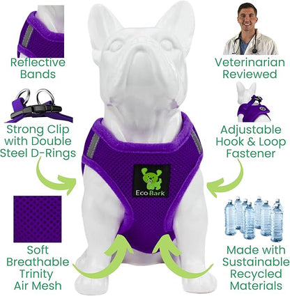 EcoBark Rapid Fastener Super Comfort Fully Adjustable Double Padded Step in Dog Harness (XXS, Purple)