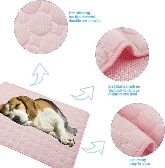 2026 Upgraded Dog Cooling Mat Large Cooling Pad-Q-Max>0.4 Summer Pet Bed for Dogs Cats Kennel Pad with Chill Cool Fiber,Breathable Portable Pet Self Cooling Blanket Machine Washable,22"x28"