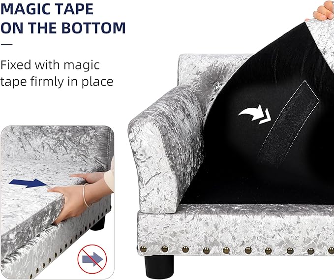 BingoPaw Large Dog Sofa Couch: Modern Dog Couch Made by Deluxe Tufted Velvet - Indoor Elevated Doggy Sofa with Removable Cover Clearance for Pets Up to 80lbs