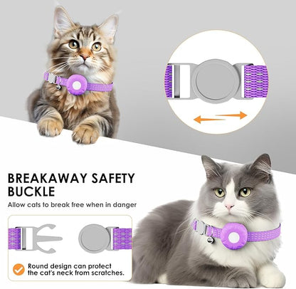 Cat Tracker, Waterproof Pet Tracker for Cats, Cat GPS Tracker Compatible with Apple Find My App (Only iOS), No Monthly Fee, Purple