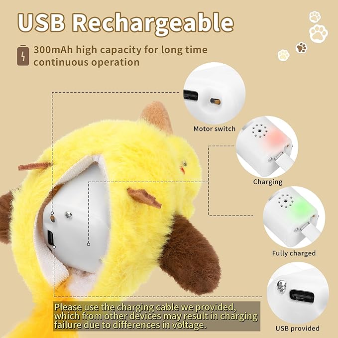 Cat Toys Flapping Birds with Catnip Bags, Rechargeable Chirping Interactive Cat Toy Kicker, Lifelike Birdie Tweets, Indoor Enrichment Moving Wings Cat Exercise Toys for All Breeds Kitten Dog(Oriole)