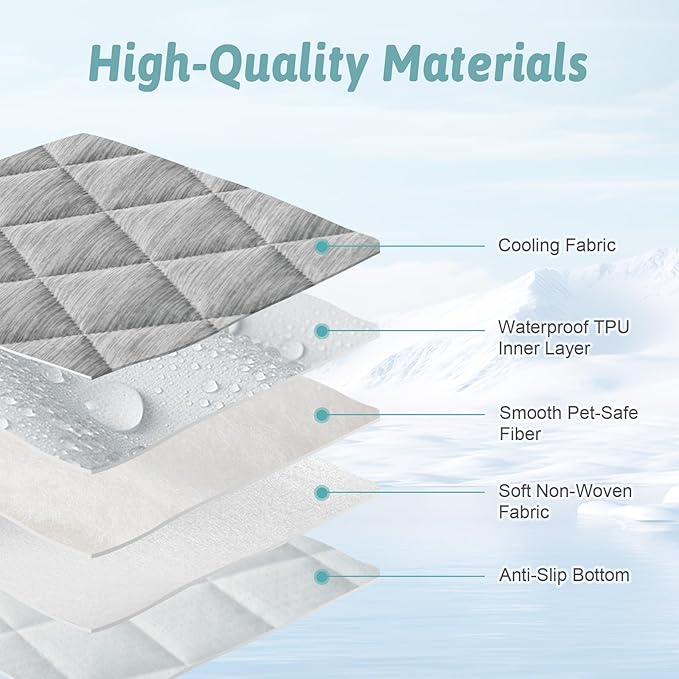 COZY KISS Extra Large Dog Cooling Mat 52"x82" Q-Max>0.4, Waterproof & Leakproof Pet Bed Cover, Non-Slip Cooling Dog Blanket for Couch, Floor, Large Dogs (Gray)