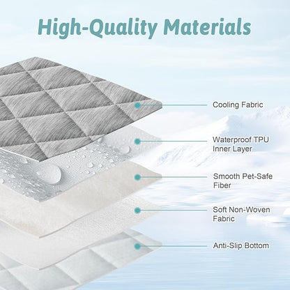 COZY KISS Dog Cooling Mat 82"x82" Q-Max>0.4, Waterproof Cooling Dog Bed Cover, Leakproof Pet Pad with Non-Slip Bottom, Washable Cooling Blanket for Large & Multiple Dogs (Gray)