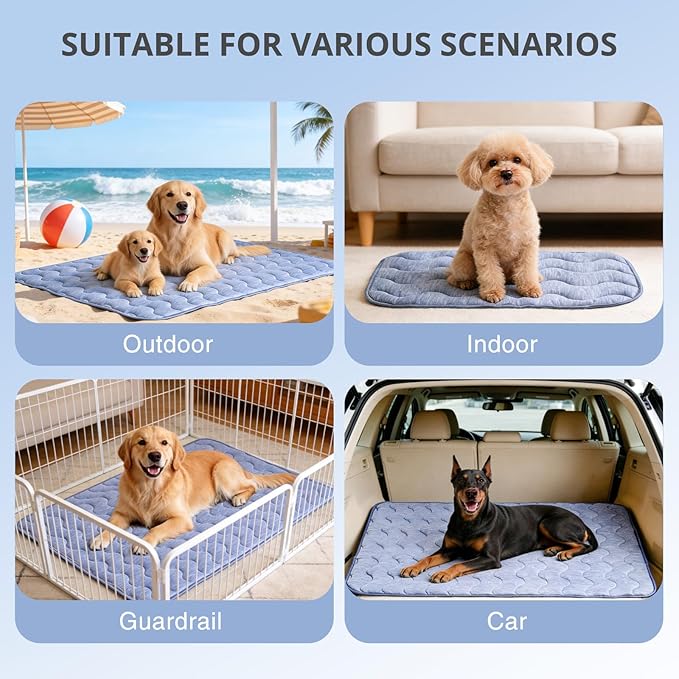 Dog Cooling Mat, Double-Sided Cooling Pet Pad, 55" x 39" Arc-Chill Cool Fiber & Q-MAX>0.45, Soft Breathable Pet Bed for Couch, Crate & Car, Foldable & Washable Summer Pet Blanket - XL