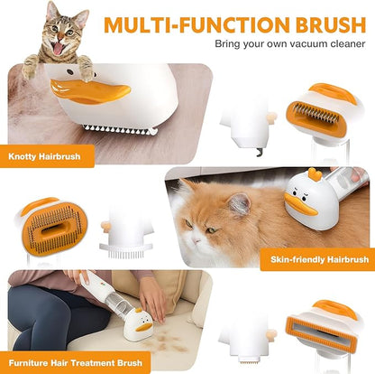 Cat Dog Grooming Vacuum Kit with Brush, Low-Noise Pet Hair Shedding Trimming Grooming for Indoor Cats Dogs, 4 in 1 Pet Vacuuming Groomer for Long or Short Haired Kitten Accessories(White)
