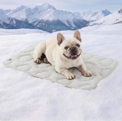 LE SURE Dog Cooling Mat for Medium Dogs - Q-Max>0.5 Breathable Thin Cool Crate Pad for Puppy with Chill Fiber and Innovative Mesh Base Design, Portable Washable Pet Kennel Mat for Summer, 29x21,Grey