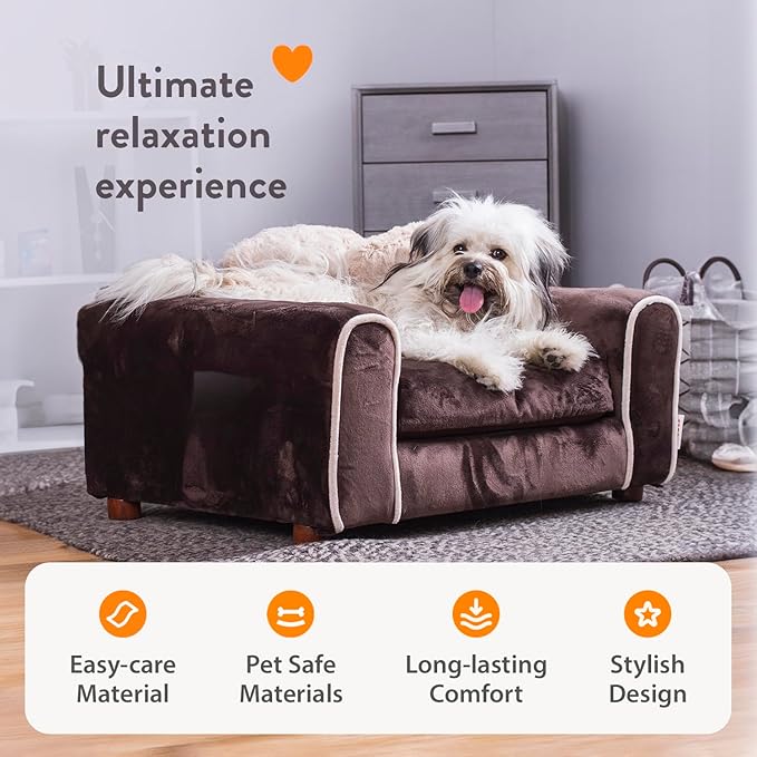 Moots Furry Pet Sofa Lounge, Chocolate, Small