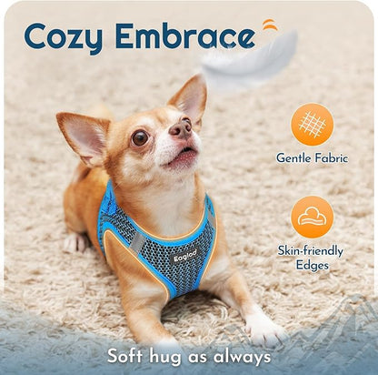 Eagloo Small Dog Harness and Leash Set, Step in Puppy Vest with Breathable Soft Mesh, Walking Reflective Pet Harness for Small Dogs, Blue, S