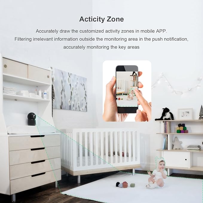 Indoor Camera,2K Cameras for Home Security with App Motion Detection Auto Tracking Alarm Live Notice Schedule Default Location,Pet Camera with Night Vision,2.4 GHz,Black, 2 Pack