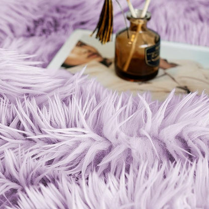 JONIYEAR Extra 2.8" Long Hair Fluffy Faux Fur Throw Blanket 50" x 60",Luxury Soft Decorative Fuzzy Furry Blankets for Couch, Cozy Plush Shaggy Blankets for Sofa Bed, Cute Lovely Blanket for Pet,Purple