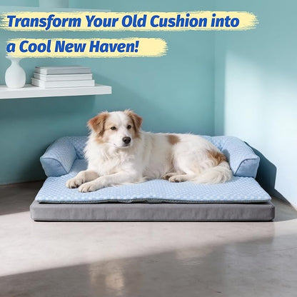 WATANIYA PET Cooling Dog Bed, Washable Cooling Mat for Large Dogs with Removable Cover, Self Cooling Couch Cover for Dog, Non-Slip Dog Couch Bed, 45x37 Inch, Blue