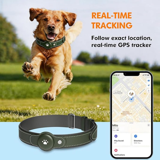 2-in-1 GPS Tracker for Dogs: Smart Pet Collar with Real-Time Tracking,No Monthly Fee/Subscription (iOS Only) Waterproof, Anti-Lost,365-Day Long Battery Life GPS Tracker Dog Collar(Tracker Included)