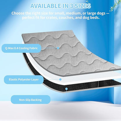 Dog Cooling Mat Q-Max>0.4 Self Cool Pad for Dogs and Cats, Washable Portable Pet Sleeping Pad for Summer Size 27.6" x 19.7"