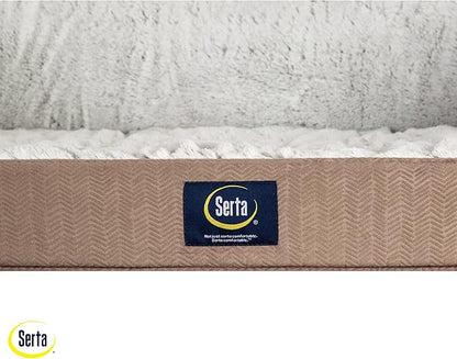 Serta Orthopedic Quilted Couch Dog Bed for Pets – Chocolate Brown (Small)
