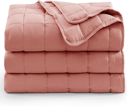 Casa Platino Pre-Washed King Size Blanket - Quilted Blankets - Soft & Lightweight - All Season - 100% Microfiber Down Alternative Blanket - Rose Dawn