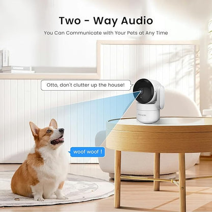 AMOROM 2K Pan-Tilt Indoor Security Camera, 360° Pet/Dog Monitoring, Motion Tracking, Night Vision, 2-Way Audio, Motion Alerts, Compatible with Alexa & Google Assistant (2.4GHz & 5GHz)