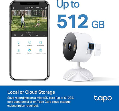 Tapo 2K Indoor/Outdoor Wired Security Camera - Works as a Baby Monitor & Pet Camera, Person/Motion/Baby Cry Detection, 2-Way Audio, Siren, Subscription-Free Local Storage or Optional Cloud, C113