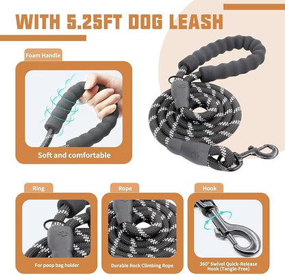 AUROTH Dog Harness and Leash Set, Soft Padded Service Vest Harness with 5.25FT Dog Leash, Easy On Pet Vest, Adjustable Reflective No Pull Dog Harnes Medium Sized, Easy Walking and Training