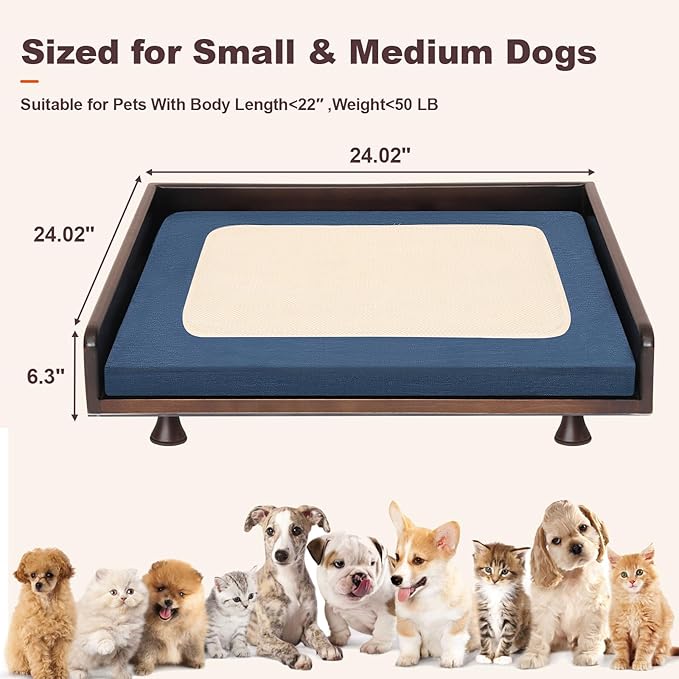 Smart Pet Bed with Powerful Downward Ventilation & Heating, Solid Wood Frame, Touch Control, 3-Speed Warmth & Cooling, Removable Heating Pad, 3-Color Ambient Light, All-Season Comfort for Cats & Dogs