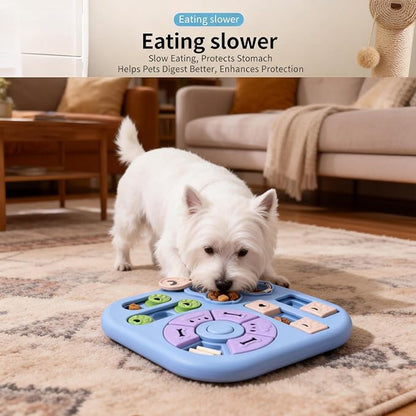 Interactive Cat Puzzle Toy & Treat Dispenser - Maze Slow Feeder for Small, Medium & Large Cats, Enrichment Toy for IQ Training, Reduces Bloating & Prevents Gulping (Light Blue)