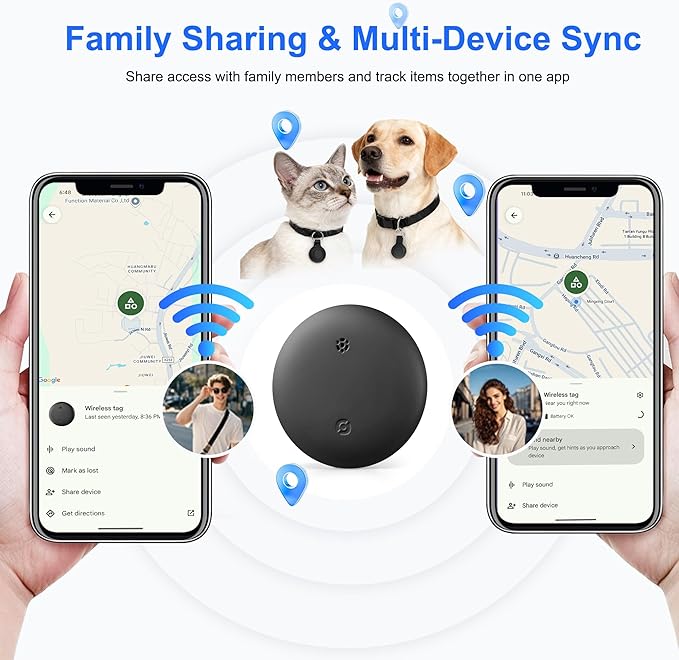 Android Tracker Tags, 4 Pack Google Certified Smart Tracker with Silicone Cases, Works with Google Find Hub for Keys, Luggage, Backpacks, Pets, IP67 Waterproof & Replaceable Battery (Android Only)