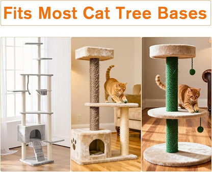 4 Pack Cat Scratching Post Replacement, 11.8 x 2.7 Inch Sisal Poles with M8 Screws, Refill Parts for Indoor Cat Towers and Furniture Repair-Brown