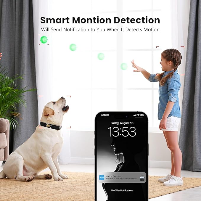 AMOROM Indoor Security Camera 360° with Pan/Tilt, Pet Dog Baby Monitor, 1080P HD Night Vision, Motion Detection, 2-Way Talk, Alexa & Google Home Compatible (2.4GHz WiFi)