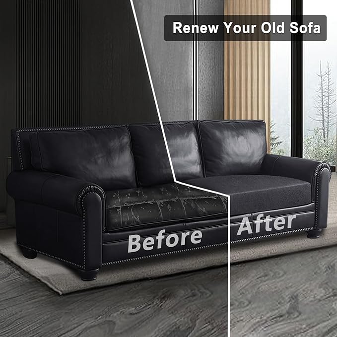 ANARACHON Leather Look Couch Cushion Covers Sofa Seat Slipcovers Sets Couches Furniture Protector for Sectional Armchair Loveseat Pets Kids Stretch Spandex Fabric (2 Cushion Sofa, Dark Grey)