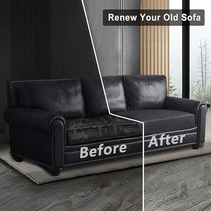 ANARACHON Leather Look Couch Cushion Covers Sofa Seat Slipcovers Sets Couches Furniture Protector for Sectional Armchair Loveseat Pets Kids Stretch Spandex Fabric (2 Cushion Sofa, Dark Grey)