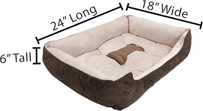 SciencePurchase Small 24" × 18" Luxury Pet Bed for Dogs or Cats - Super Soft, Machine Washable with Waterproof Non-Slip Underside, Low Wall for Easy Entering & Exiting, Folds for Travel & Storage