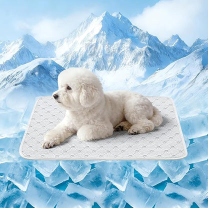 Dog Cooling Mat - Instant 6-12°F Drop, Cooling Mat for Pets Q-MAX >0.5 & Machine Washable, Anti-Slip Bottom, Cool Relief Bed for Dogs & Cats Light Gray 28" x 22"