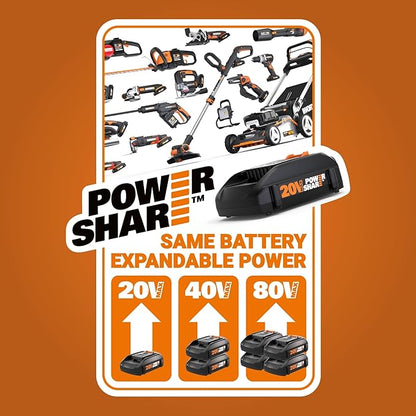 WORX 20V Cordless Stick Vacuum WX038L.1, Powerful Cordless Vacuum Cleaner 25Kpa High Suction for Pet Hair, Lightweight Handheld Vacuum Cleans Floors Carpet Car – Battery & Charger Included