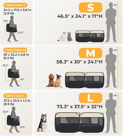 2-in-1 Pop Up Cat Playpen, Detachable into 2 Separate Pens with Additional Doors, Assembly-Free Portable Dog Crates Pet Pen Tent Kennel Kitten Puppy Enclosure Cage Indoor Outdoor Foldable Condo(S)