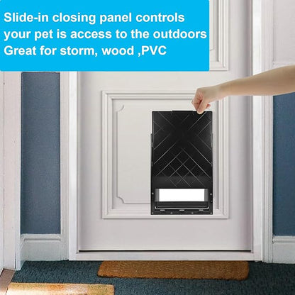 CEESC Dog Door with Soft Transparent Magnetic Flap and Snap-in Closing Panel, Premium PVC Plastic Doggie Door for Small Dog and Cat(M,Black)