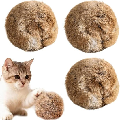 Rabbit Fur Ball Cat Toy, Soft Fluffy Cat Toy Ball, Furry Catnip Toy Ball, for Indoor Cats – Furry, Fun to Chase for Hunting Instinct Play & Interactive Bonding