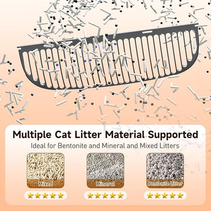 Automatic Cat Litter Box,Self Cleaning Litter Box for Multiple Cats with Open Top Design,App Control, Safety Protection,Ultra-Quiet,Easy Setup,Light Gray