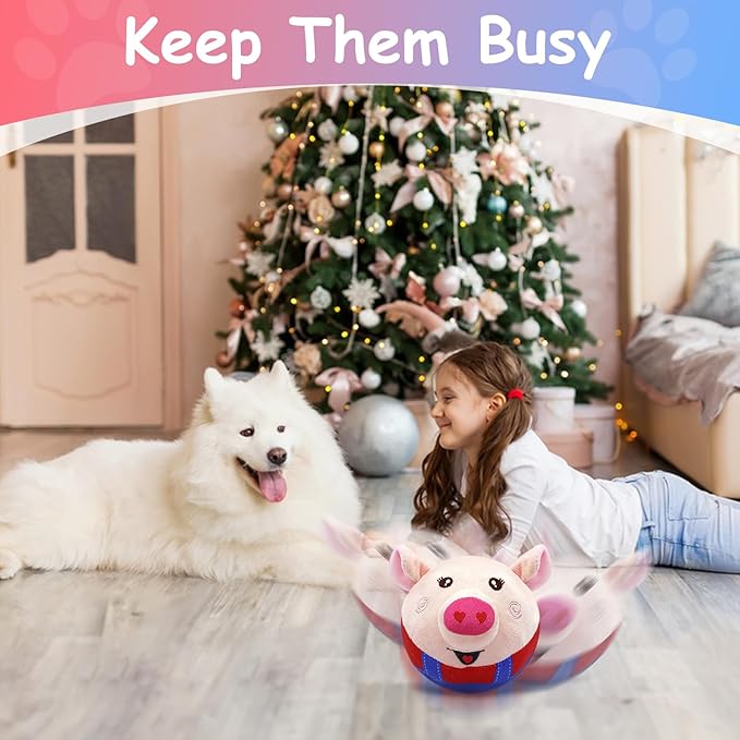 Interactive Dog Toys, Squeaky Dog Toys with Jumping Wiggling, Rechargeable Chew Dog Toy for Small/Medium/Large Dogs to Keep Them Busy