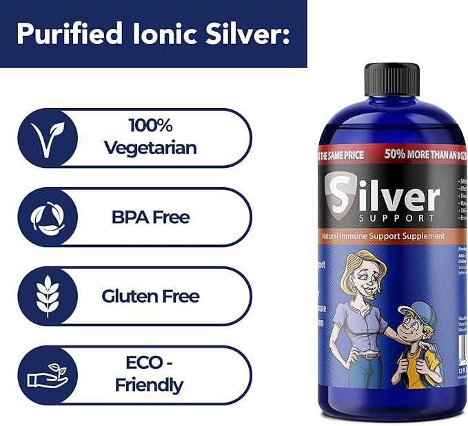 Purified Ionic Silver Technology Liquid Immune Booster for Kids, Pets & Adults Enhances Wellness