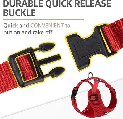 PUPTECK Small Dog Harness and Leash Set, No Pull Adjustable Puppy Cat Harness, Reflective Soft Mesh Pet Vest Small Sized, Red, XS