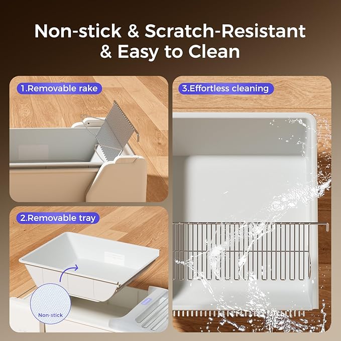 Self Cleaning Litter Box, 2026 Upgraded Open-Top Automatic Cat Litter Box for Multiple Cats, Weight Sensors Safety Protection/App Control/Odor Control/Easy Clean (White)