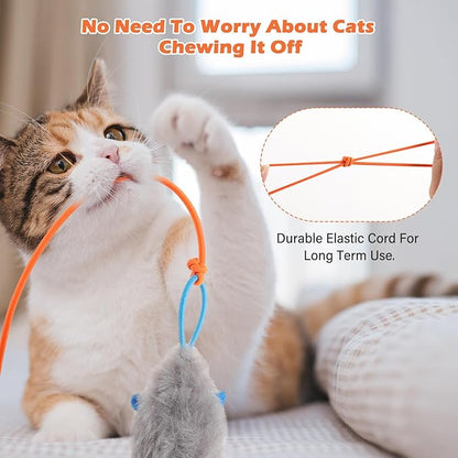 Rechargeable Electric Cat Teaser with Remote – Interactive Door Clip Teaser for Cats, 2 Motion Modes (360° Spin & Irregular Jumping), Smart Auto Cat Toy for Exercise & Fun (No Remote)(Orange)