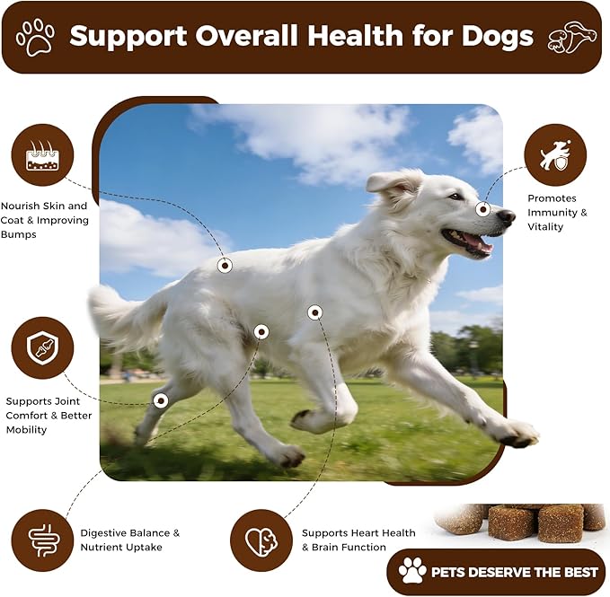 Turkey Tail Mushroom for Dogs, 170 Count Mushroom Chews for Dogs, Chicken Flavor Mushroom Supplements for Dogs, Immune Support, Joints Health, Skin & Coat, Lumps & Bumps Care Multivitamin