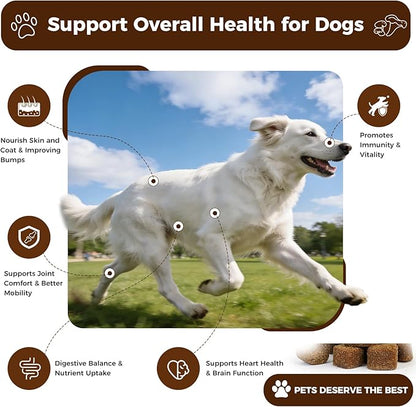 Turkey Tail Mushroom for Dogs, 170 Count Mushroom Chews for Dogs, Chicken Flavor Mushroom Supplements for Dogs, Immune Support, Joints Health, Skin & Coat, Lumps & Bumps Care Multivitamin