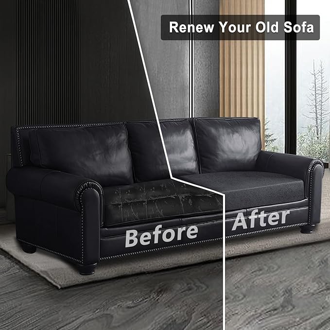 ANARACHON Leather Look Couch Cushion Covers Sofa Seat Slipcovers Sets Couches Furniture Protector for Sectional Armchair Loveseat Pets Kids Stretch Spandex Fabric (1 Cushion Sofa, Dark Grey)